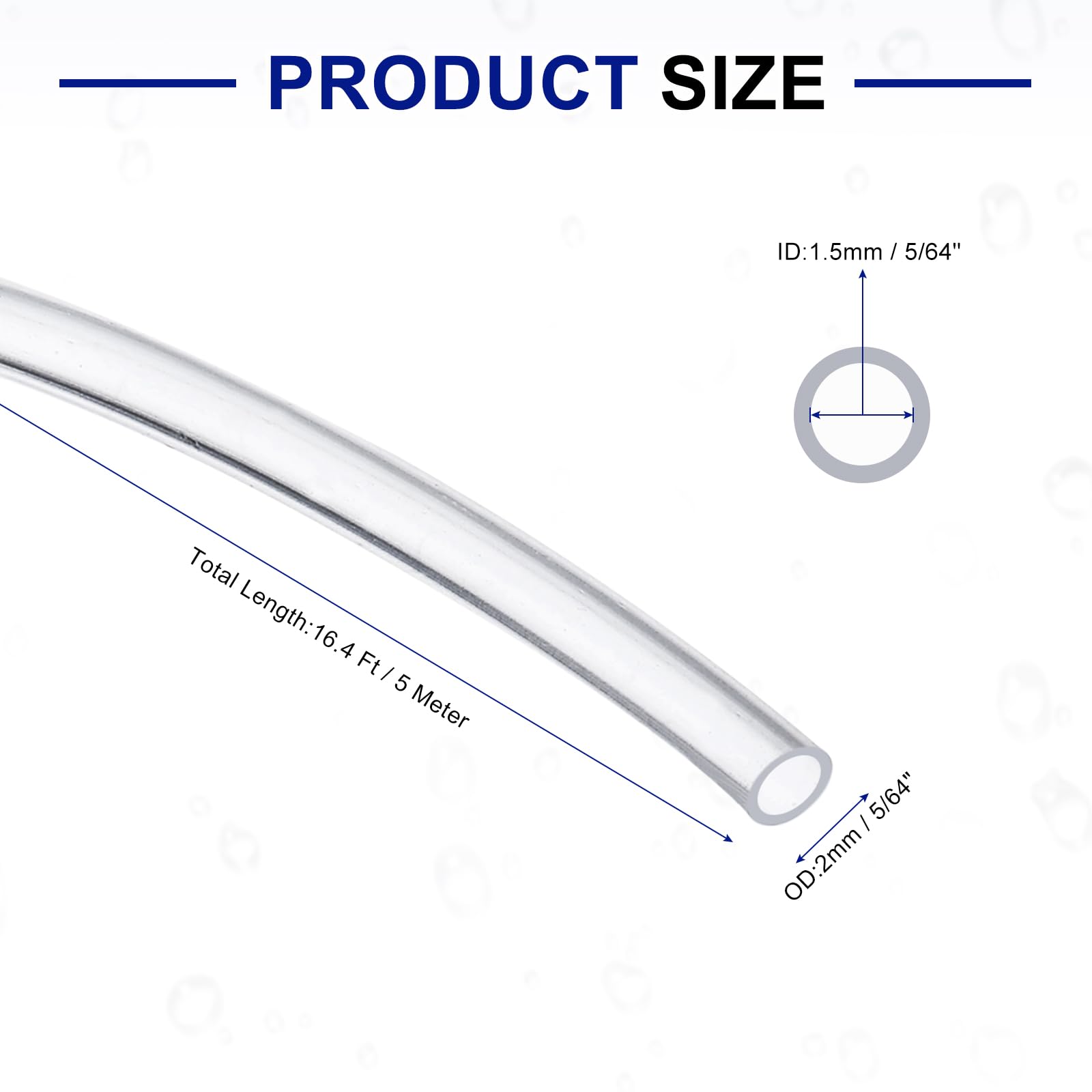 QUARKZMAN Tubo Flexible de Silicona 1.5mm ID x 2mm OD 5m Transparente Alta Resistencia Temperatura Acuaponía Manguera Aire Riego