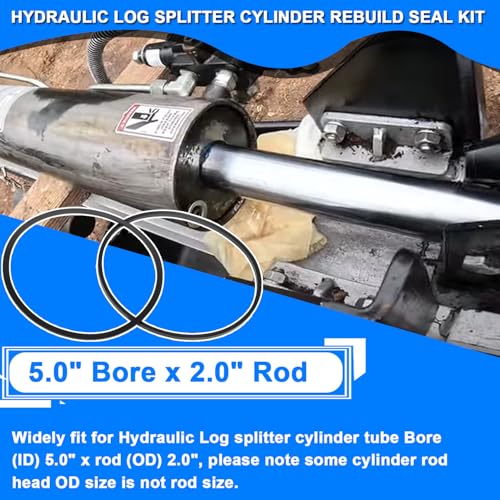 Image of Hydraulic Log Splitter Cylinder Rebuild Seal Kit Suitable for 5.0 inch Bore x 2.0 inch Rod Cylinder