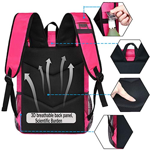 Image of FORICH Soft Cooler Backpack, 30L Capacity, Rose Red, Polyester, Suitable for Outdoor Activities