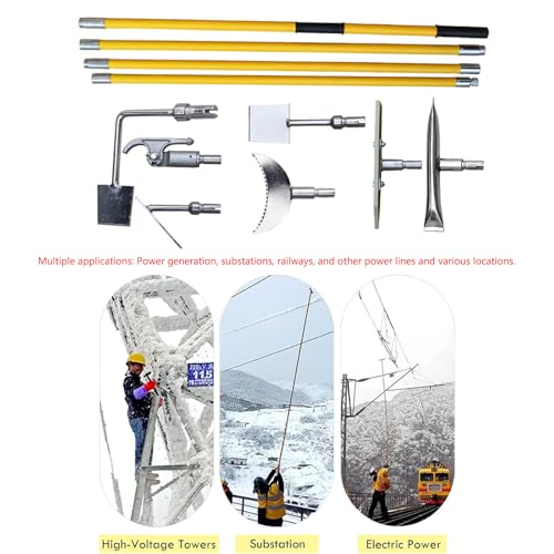 Izolowany zestaw narzędzi do odladzania, skrobak do usuwania lodu śnieżnego z 7 głowicami łopatowymi do zasilania elektrycznego, podstacji i placów budowy