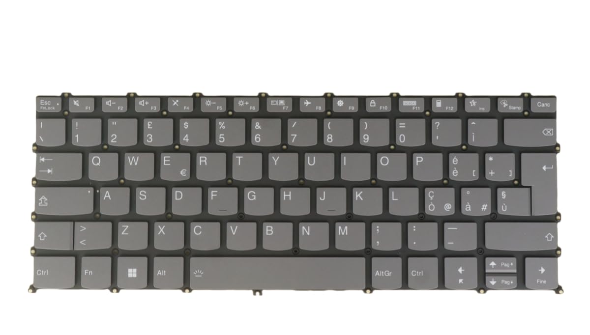 Tastiera di ricambio per computer portatile Lenovo V14 G2 IJL, V14 G2-ALC, V14 G2-ITL, V14 G3 ABA, V14 G3 IAP, V14 G4 AMN, V14 G4 IAN, V14 G4 IRU, retroilluminata, grigia (layout italiano italiano