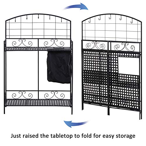 image for Outsunny Outdoor Plant Potting Utility Garden Table with Build-in Bag 
