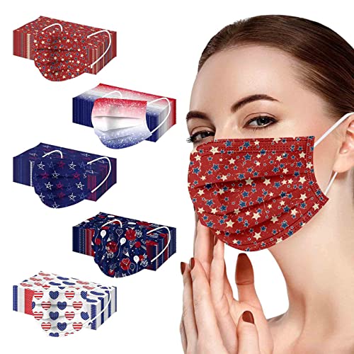 50PCS Independence Day Patriotic Gnomes Face_Mask Disposable, 3Ply Non-Woven Adults 4th of July American Flag Face Coverings - Image 3