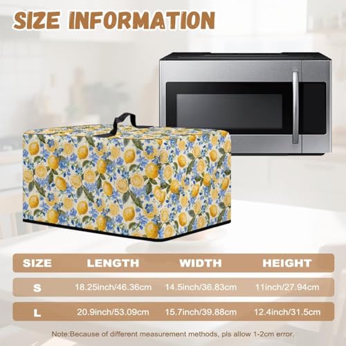 Image of Microwave Oven Cover Protective Kitchen Appliance Dustproof Cover Stain-Resistant Air Fryer Toaster Oven Protector Countertop Decorations, S, Lemon Flower