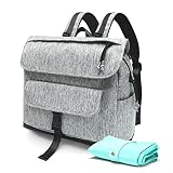 MOMINSIDE Diaper Bag Backpack, 12 Pockets Leather Baby Bag Backpack, Baby Registry Search, Fits 13 I