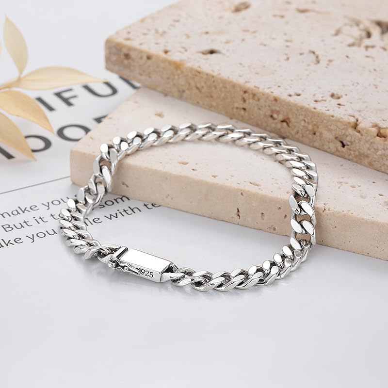 18K White Gold Cuban Bracelet - Classic Hip-Hop Miami Fashion for Men and Women4