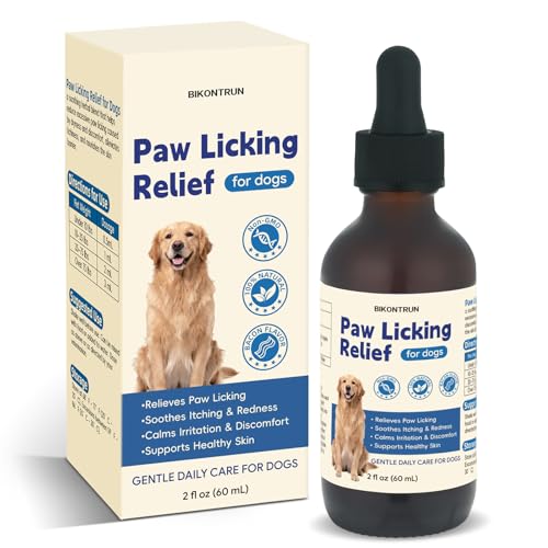 Paw Licking Relief for Dogs, Dog Licking Paws Treatment, Herbal Supplement for Soothes Itching & Redness and Calms Irritation & Discomfort, Dog Paw Licking Drop with Bacon Flavor (2 FL OZ)