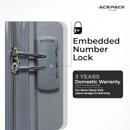 Image of ACEPACK by Verage Megatron Hard Side Polypropylene Luggage Small Cabin 41L | Lightweight Unbreakable Suitcase Set with 360 Silent Spinner Wheels, Number Lock & Telescopic Handle