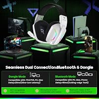 WESEARY Gaming Headset Wireless mit Mikrofon für PS5, PS4, PC, Switch, Smartphone, Mac, Laptop, 2,4 GHz & Bluetooth Kopfhörer mit Noise Cancelling Mikrofon, 50H Akku, LED-Licht, Surround Sound – Ansicht 4