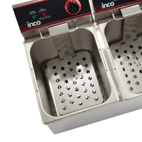 Image of Winco Commercial-Grade Electric Countertop Deep Fryer, Dual Well,Silver
