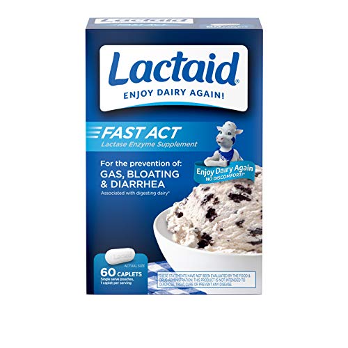 Lactaid Fast Act Lactose Intolerance Relief Caplets with Lactase Enzyme 60 Travel Packs of 1-ct.