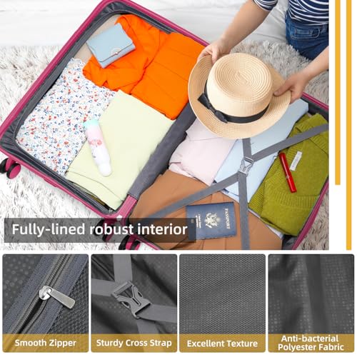 Image of LARVENDER Carry On Luggage 22x14x9 Airline Approved, Suitcases with Wheels | Hardside PP Carry On Suitcase, Luggage Sets 3 Piece for Women Men, TSA Lock, Beetroot Purple