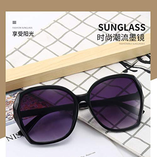 Large square frame sunglasses women's diamond-studded sunglasses anti-ultraviolet sunglasses (Black Frame Double Gray Flakes)2