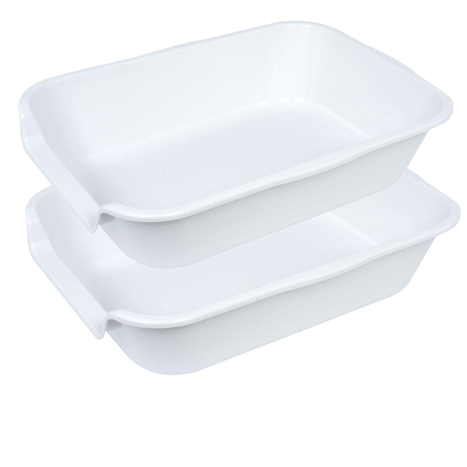 Ying Tutu 2 Pack of Extra Large Cat Litter Box (ABS Material), Low Entry Senior Litter Pen for Geriatric Kitty Big Cats, Jumbo Pet Safe Litter Boxes Tray for Indoor Pets Potty (White, 20"L x 15.5"W)