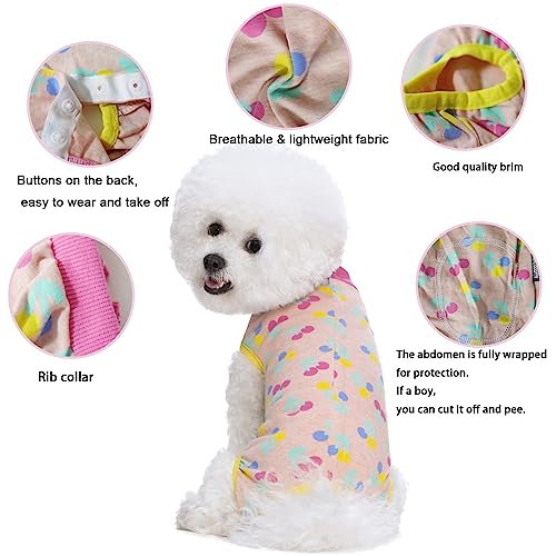 Image of 2 Packs Pet Dog Recovery Onesie Suit for Dogs Cats After Surgery,Dog Abdominal Wounds Bandages Cone E-Collar Alternative. (Pink, XL)