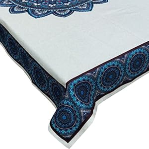 Stitch weave Chennile Soft Fabric Printed Table Cover 36 x 54 Inches - (Blue)(Polyester, Rectangular, Pack of 1)