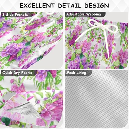 Boys Swimming Shorts, Toddler Boy Swim 2t, Flowers Purple3