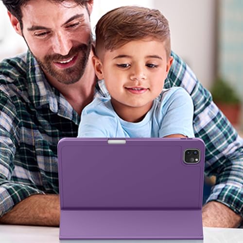 Image of ZryXal New iPad Pro 13 Inch Case (M5) 2025 / (M4) 2024 with Pencil Holder, Smart iPad Case [Support Pencil Pro and Pencil (USB-C)], Support Touch ID and Auto Wake /Sleep (New Dark Purple)