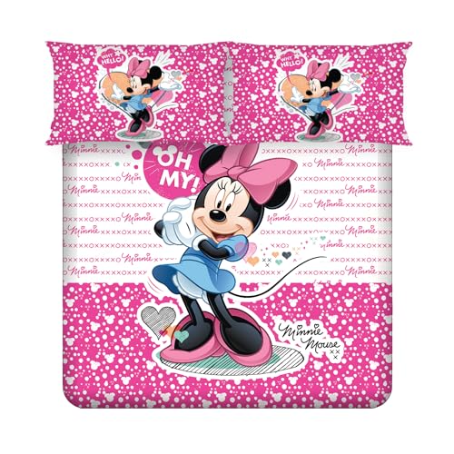 Image of Sassoon Disney Minnie Mouse Digital Printed 100% Cotton Bedsheet with 2 Pillow Covers in 300TC