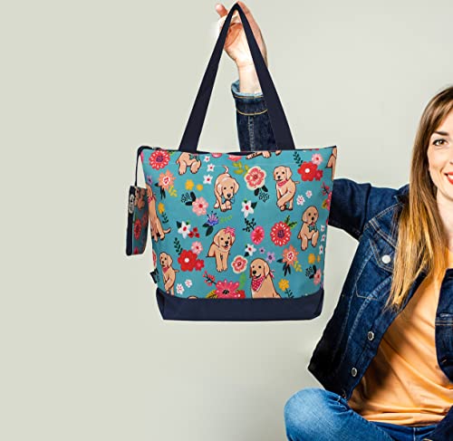 Image of NGIL Medium Top Zipper Closure Canvas Tote Bag with Attached Matching Coin Purse For Moms and Nurses