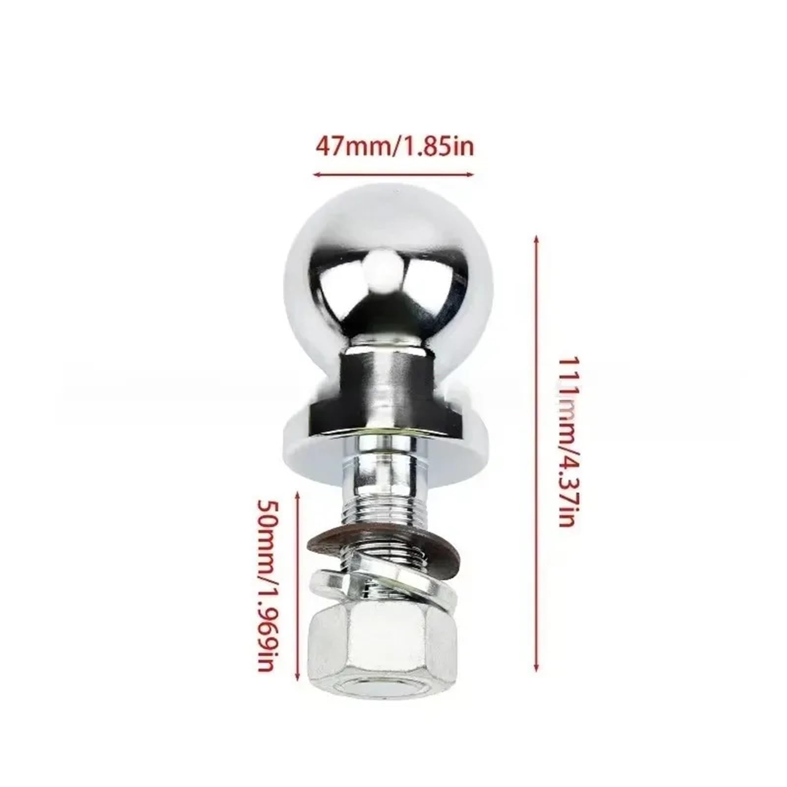 sfera per gancio di traino 50mm Cromato for Gancio di Traino Sfera Shank Dia Capacità Accoppiamento Parti del Rimorchio RV Camper Caravan