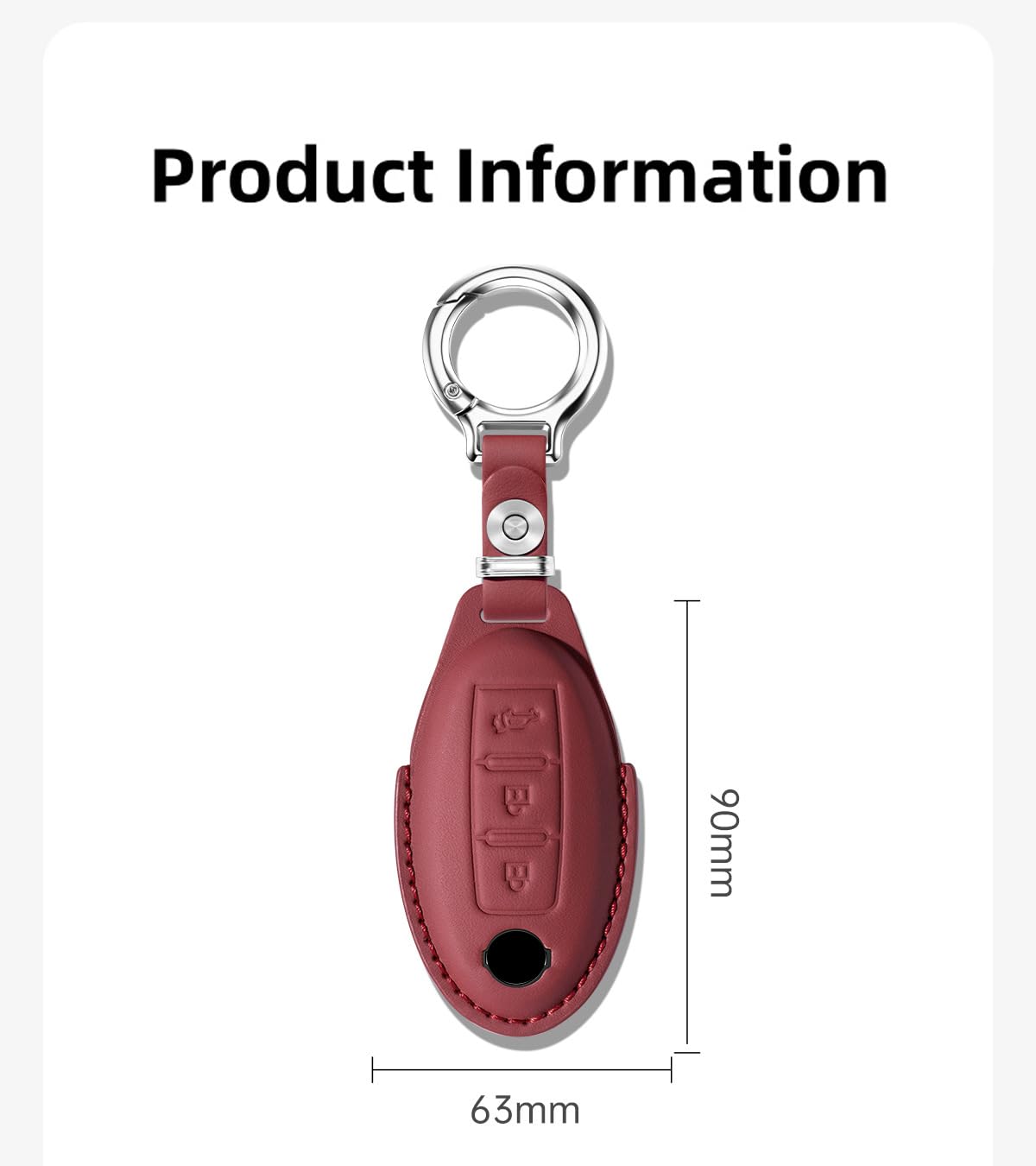 Etui na kluczyki samochodowe, skórzane, pasuje do Nissan X-Trail Qashqai 350Z, 370Z, Tiida Murano, Pathfinder, Micra, Juke, Kicks, brelok, etui na klucze, etui ochronne na klucze