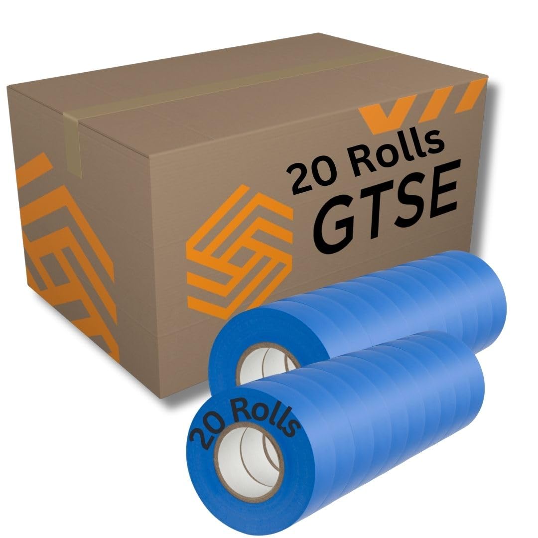 GTSE Blue Electrical Tape, 19mm x 20m, 20 Rolls of Strong Self-Adhesive PVC Insulation Tape for Insulating, Repairing and Protecting Electrical Wires