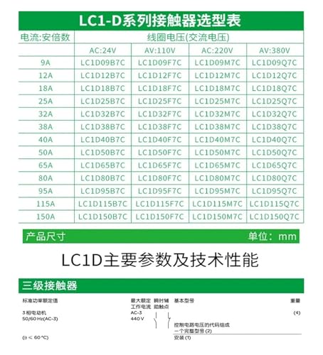 Contacteur CA LC1D50 résistant pour armoire électrique 380V