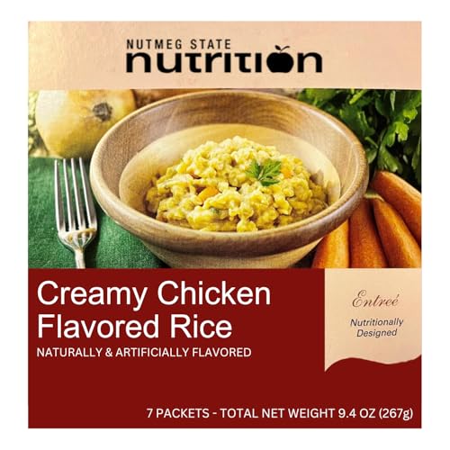 Nutmeg State Nutrition – High Protein Entree Mix, Low Calorie, Low Carb, Bariatric Diet Friendly, Ideal Protein Compatible, Gluten Free, 7 Servings Per Box (Creamy Chicken Flavored Rice)