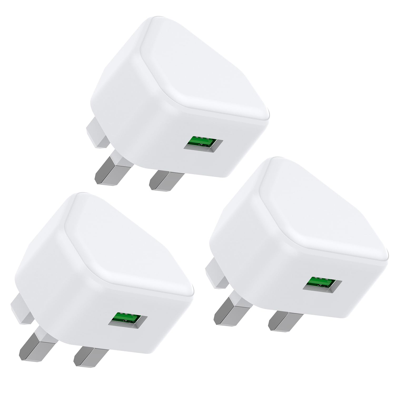 USB Plug UK,3Pack USB Charger Plug Adaptor iPhone Plugs with USB Port Compact 3 Pin Single Way Mains Charge Head 5W 5V 1AMP Socket Charging for i Phone 13 12 11 SE XS XR X 8 7 6 5 iPad Watch Airpods