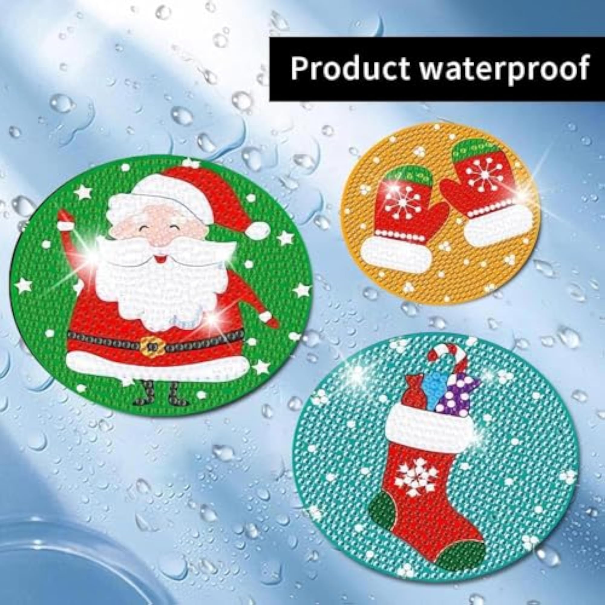 8 PCS Christmas Diamond Art Coasters Kit