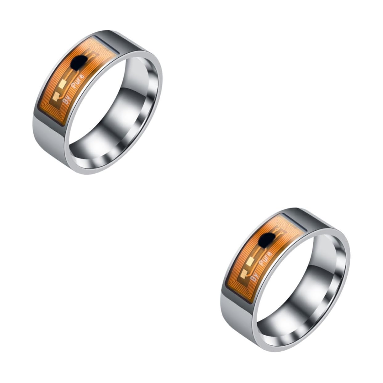 HOMSFOU 2 Piezas anillo inteligente para hombres anillos de acero inoxidable para hombre anillo de dedo del teléfono anillos inteligentes anillo inteligente nfc Teléfono móvil joyas