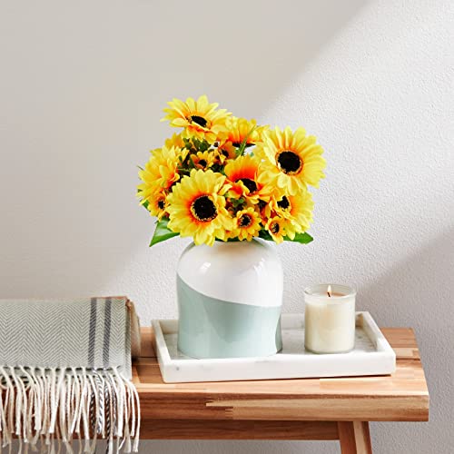 Juvale 2 Bunches Artificial Sunflowers with Stems for Faux Floral Arrangements Fake Sunflowers for Home Decor Kitchen Table Centerpieces and Wedding Decor 6x7x14 in