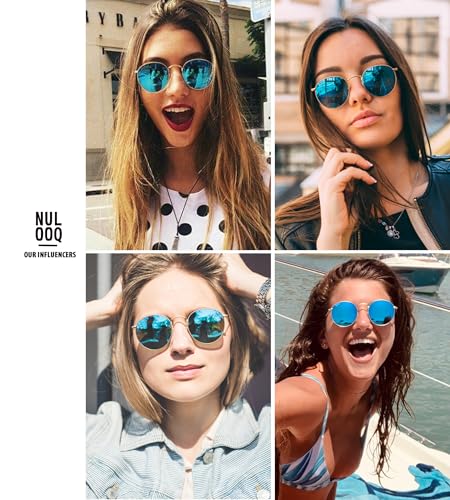 NULOOQ Round Polarized Sunglasses for Women – Classic Retro Small Metal Frame Sun Glasses UV Protection2
