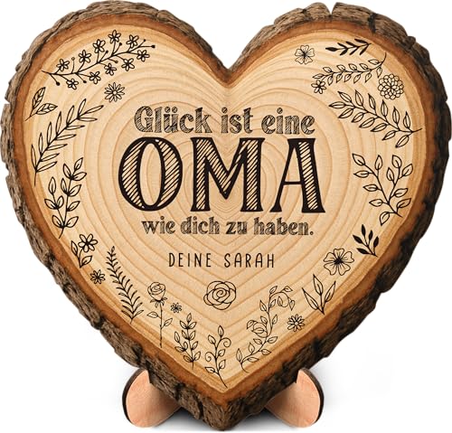 Oma Geschenk - Baumscheibe - Personalisiertes Geschenk in Herzform, Oma...