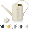 Plastic Watering Can for Indoor Plants Outdoor Garden Flowers - House Plant Watering Can with Sprinkler Head (1/2 Gallon, Ivory)