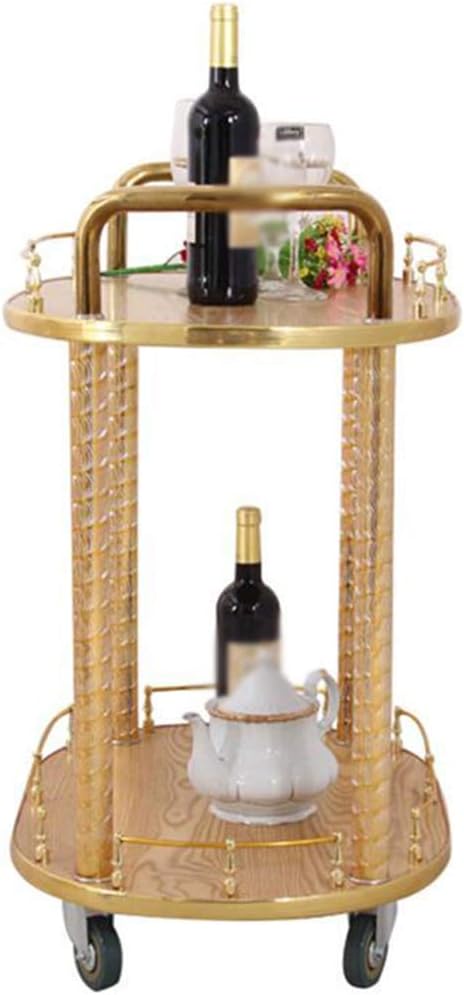 Storage Rack Serving Trolley Kitchen Trolley Island Trolley Metal Frame 2 Tier Trolley Storage Trolley Holder Railings Universal Wheels 2 Style,Gold-a,42,Gold-a