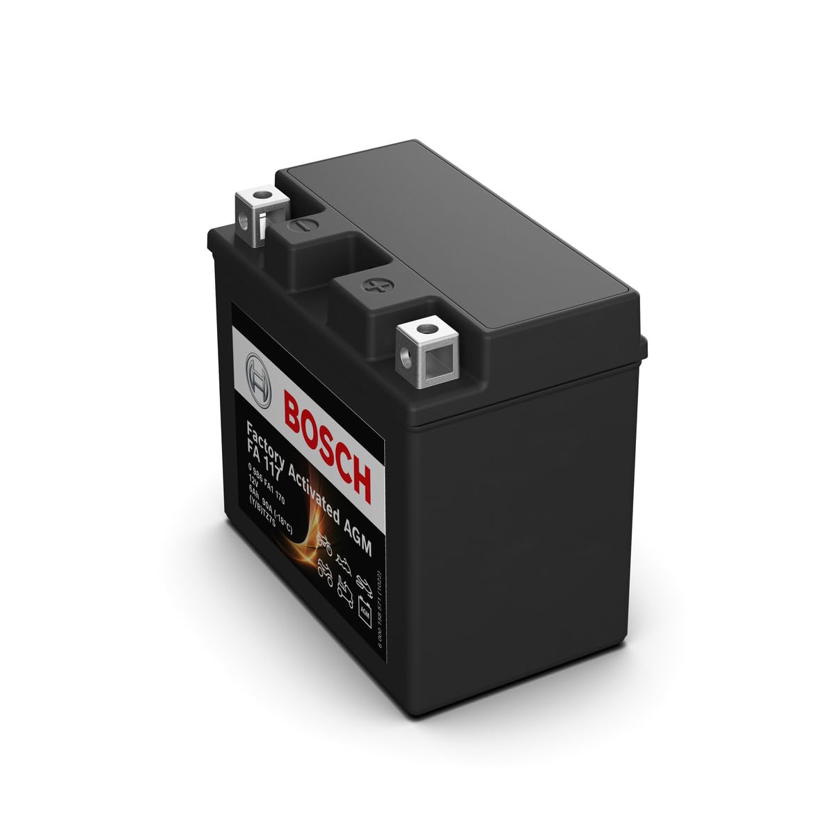 Bosch FA117 - Batteria AGM per motocicli - 12V 90A 6Ah - Adatta per moto, motociclette, enduro, scooter, quad, moto d'acqua - Compatibile M6009, BTZ7S