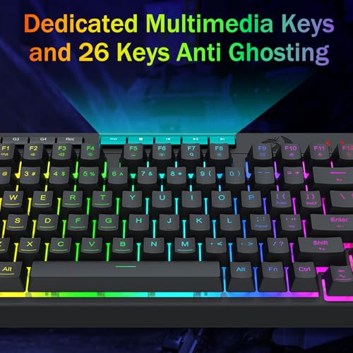 Image of Redragon K524 Wired Gaming Keyboard, RGB Backlit, 75% Compact Quiet Membrane Keyboard with Programmable Macro and Multimedia Keys, Anti-ghosting, Spill Resistant for Win /MAC /PS /Xbox