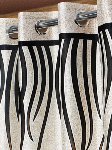 Image of Home Sizzler 1 Piece Stylized Tulip Grommet Polyester Window Curtain - 5 Feet, Black