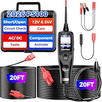 2026 Autel Powerscan PS100 Power Circuit Probe Tester, 12-24V Automotive Electrical System, Relay, Fuse, Ground Test Tool, Short&Open Circuit Breaker Finder, Component Activator, AC DC, 40FT Cable