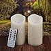 Pandaing Set of 2 Ivory Flameless Candles Battery Operated LED Real Wax Flickering Electric Candles with Remote Control Timer for Decorations (3