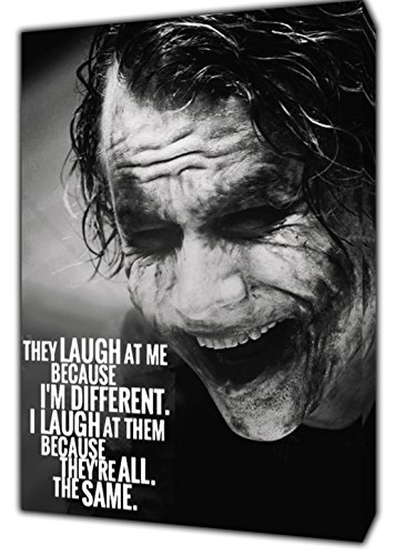 Joker englischer Aufdruck; They Laugh at Me..., Fotodruck auf Holzrahmen, Stoff-Leinwand, 34 x 24inch( 86x 60 cm ) -18mm depth