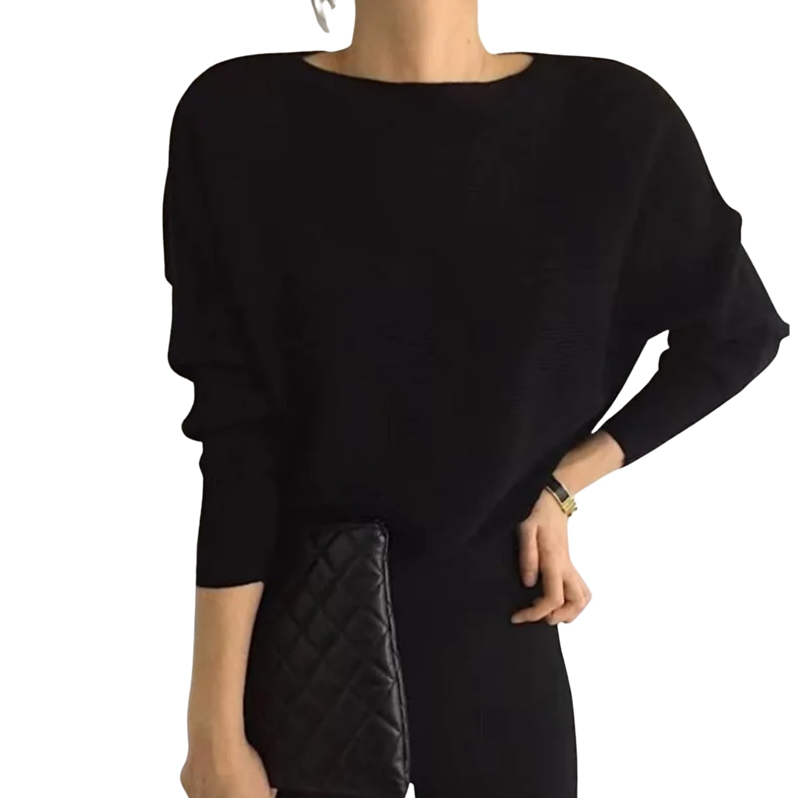 Bat Sleeve Thick Sweater for Womens Autumn Winter Outdoor Wear Loose and Casual Versatile Pullover Knitted Sweater