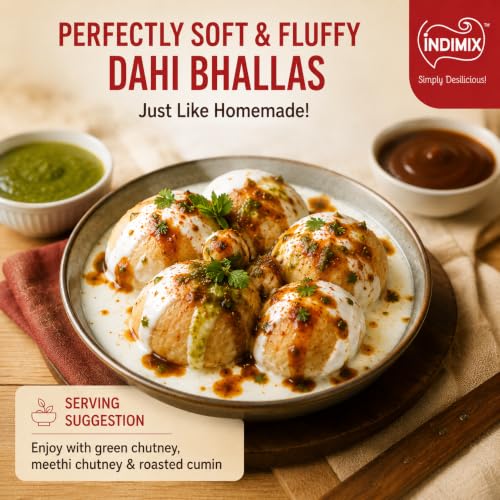 Image of INDIMIX Ready-to-Cook Dahi Bhalla Mix | Instant & Fluffy, No Preservatives, Premium Urad Dal, 500g