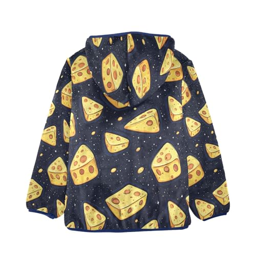 Cheese Triangles Cartoon Toddler Fleece Jacket Girl Boys Hooded Fleece Jacket Coat Warm Outwear Zip-up 3-10T2