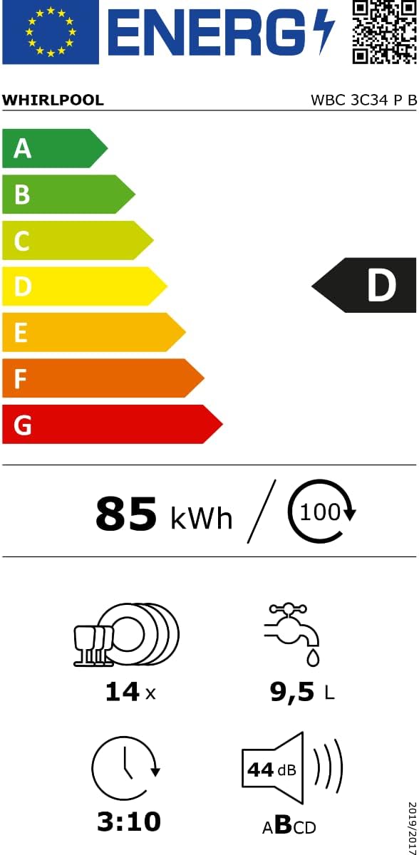WHIRLPOOL - Lavastoviglie da incasso 60 cm WHIRLPOOL WBC3C34PB - WBC3C34PB WHIRLPOOL - Lavastoviglie da incasso 60 cm WHIRLPOOL WBC3C34PB - WBC3C34PB