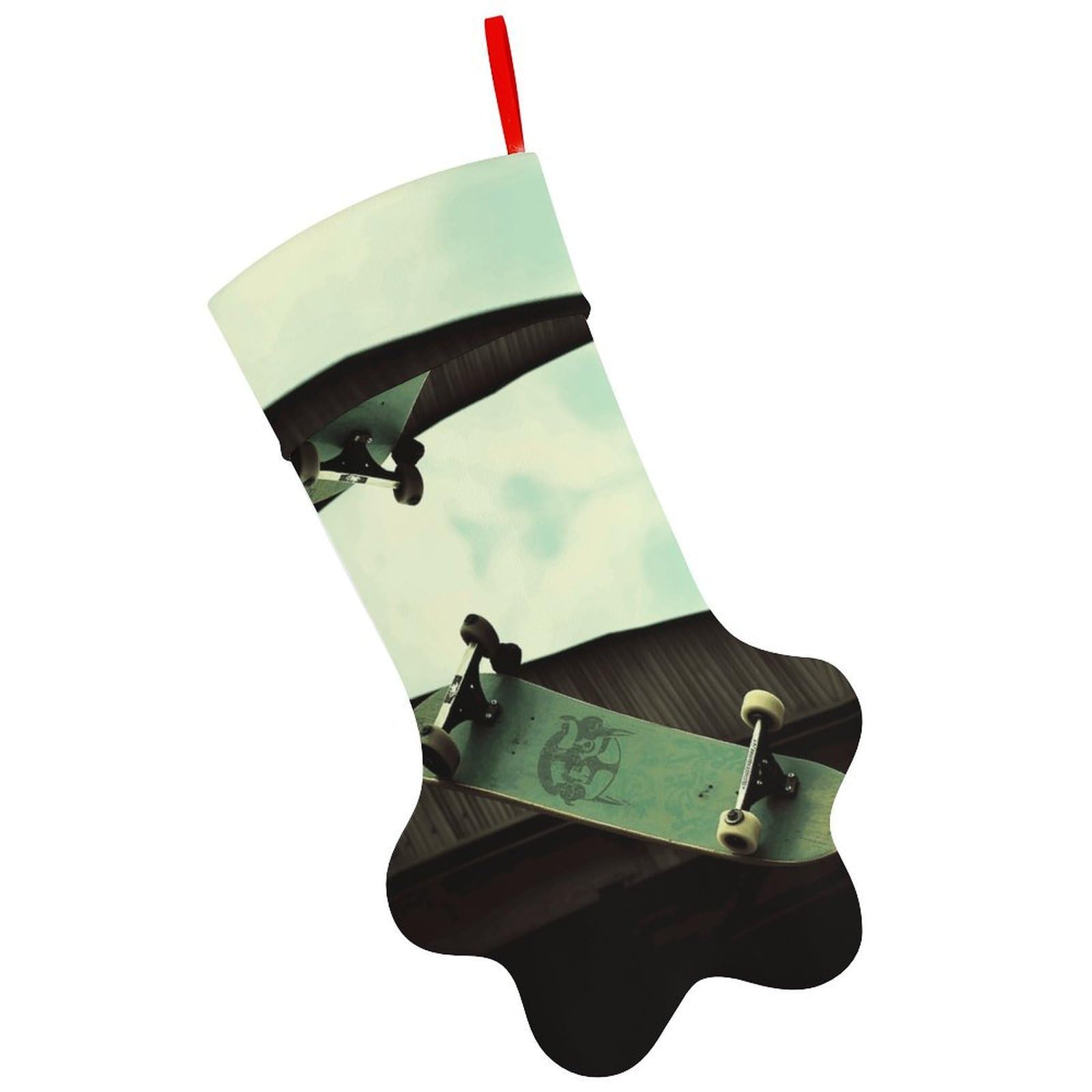 Skateboard Christmas Stocking Soft Comfortable Christma Sornaments Stocking Cute All-Printed Dog-Paw Stockings for Xmas Eve Party Fireplace Tree Gift Decoration