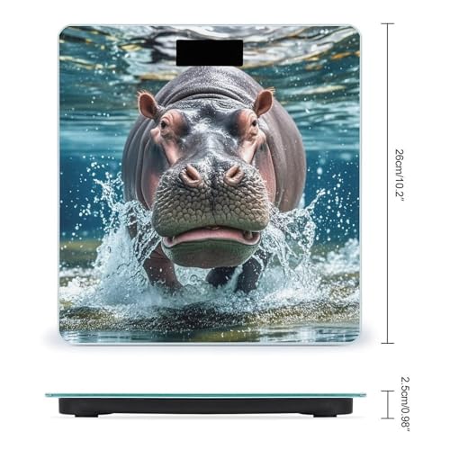 Báscula de baño digital Diving Hippo de vidrio templado miniatura 2