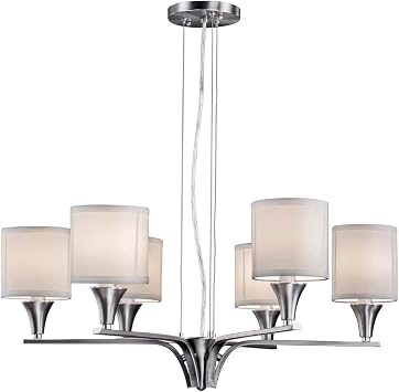 Forte 7069-06-55 Six Light Chandelier, Brushed Nickel